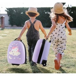 Valise Enfant, 18L Bagage à Roulettes avec Poignée , Licorne Lilas