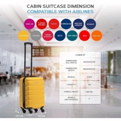 ABS Valise Cabine Compatible avec Air France, Cabine avec 4 Roues