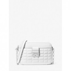 Sac pour appareil photo Tribeca de taille moyenne en cuir matelassé,Blanc