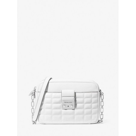 Sac pour appareil photo Tribeca de taille moyenne en cuir matelassé,Blanc