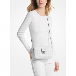 Sac pour appareil photo Tribeca de taille moyenne en cuir matelassé,Blanc