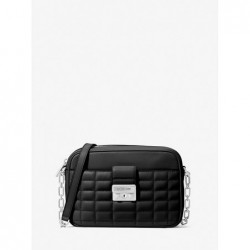 Sac pour appareil photo Tribeca de taille moyenne en cuir matelassé,Noir