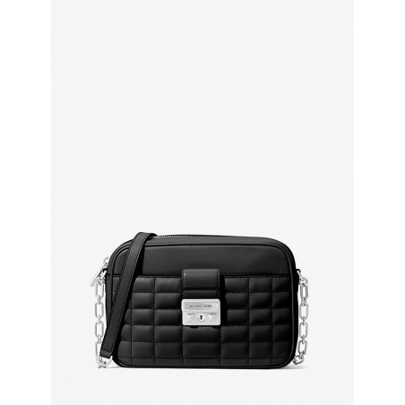 Sac pour appareil photo Tribeca de taille moyenne en cuir matelassé,Noir