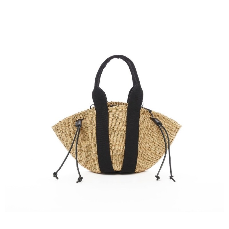 MINI SO Sac en paille avec poche amovible,POIGNEES NOIRES