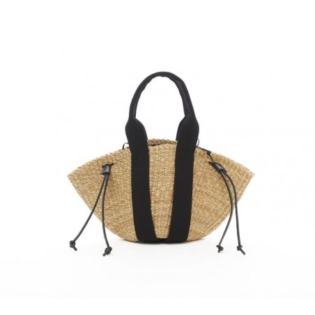 MINI SO Sac en paille avec poche amovible,POIGNEES NOIRES