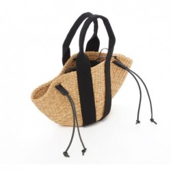 MINI SO Sac en paille avec poche amovible,POIGNEES NOIRES