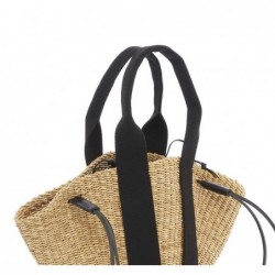 MINI SO Sac en paille avec poche amovible,POIGNEES NOIRES