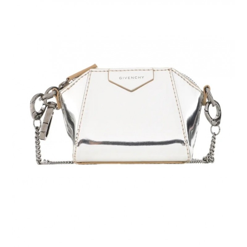 Silver patent leather "Antigona" crossbody bag