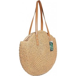 Sac rond en paille tressée – Grand sac de voyage en paille bohème