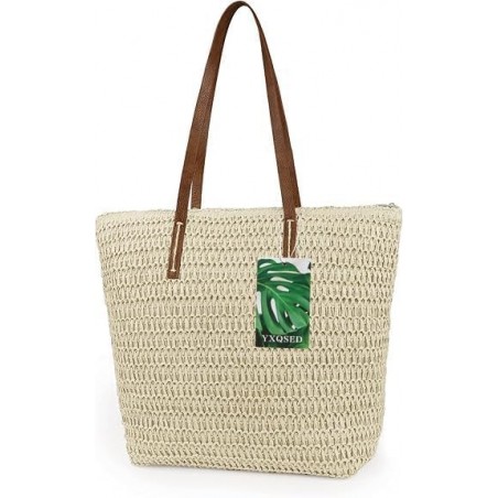 Sac tissé rond en paille - sac de plage été grande taille femme