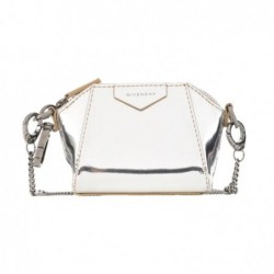 Silver patent leather "Antigona" crossbody bag