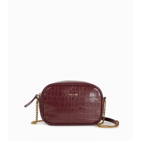 Geri Sacs porté épaule femme,Croc bordeaux - Cuir imprimé croco