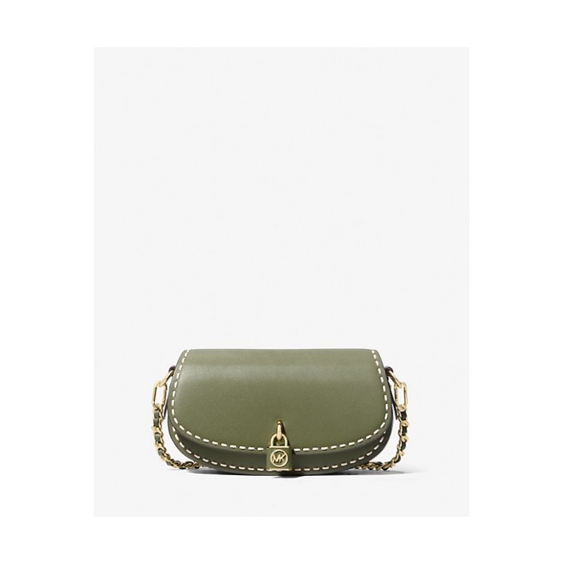 MICHAEL KORS Petit sac porté épaule Mila en cuir cousu à la main,,OLIVE FUMÉ