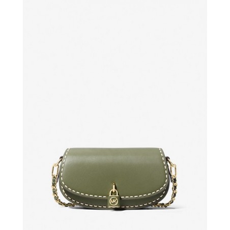 MICHAEL KORS Petit sac porté épaule Mila en cuir cousu à la main,,OLIVE FUMÉ