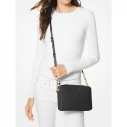 MICHAEL KORS Grand sac à bandoulière en cuir saffiano,Noir