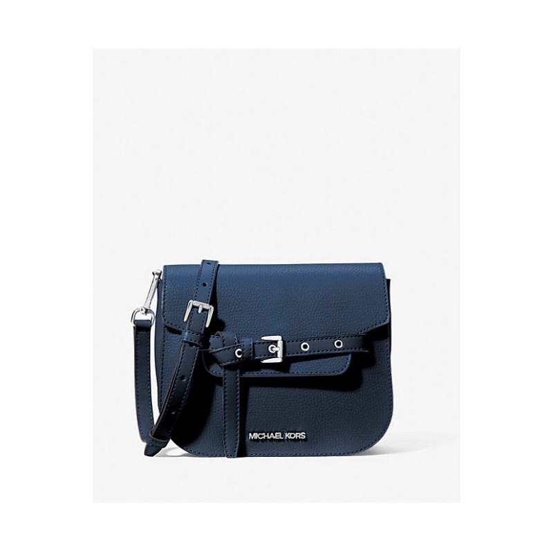 MICHAEL KORS Petit sac à bandoulière en cuir grainé,Bleu Marine