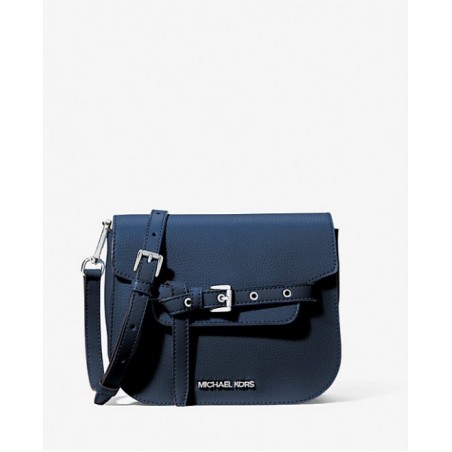 MICHAEL KORS Petit sac à bandoulière en cuir grainé,Bleu Marine