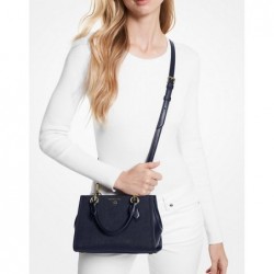 MICHAEL KORS Petit sac à bandoulière en cuir saffiano,Bleu Marine