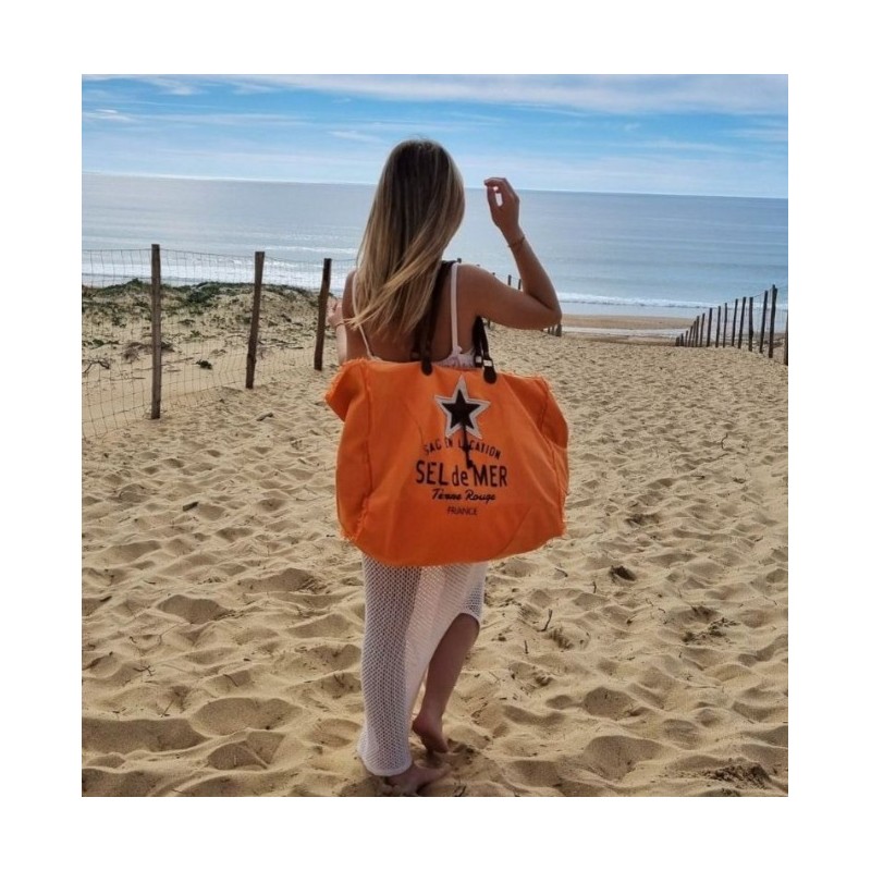 SAC CABAS PLAGE SEL DE MER ORANGE