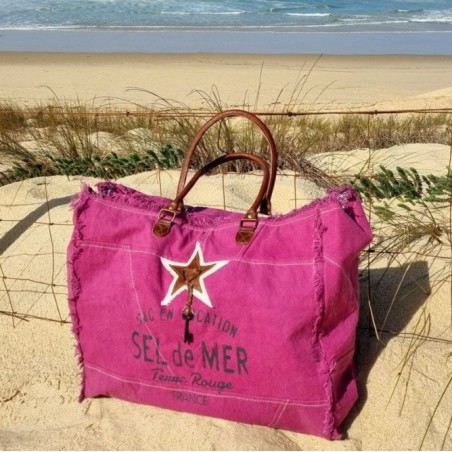 Sac XL toile imprimé Sel de Mer, couleur Fushia