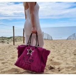 Sac XL toile imprimé Sel de Mer, couleur Fushia