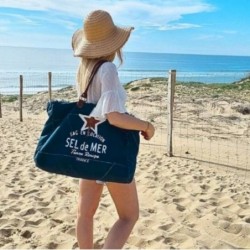 Sac de plage XL Toile Sel de Mer couleur bleu pétrole