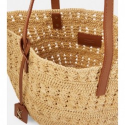 SAINT LAURENT
Cabas Panier Small en raphia et cuir