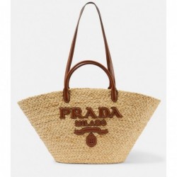 PRADA
Sac panier en raphia à logo