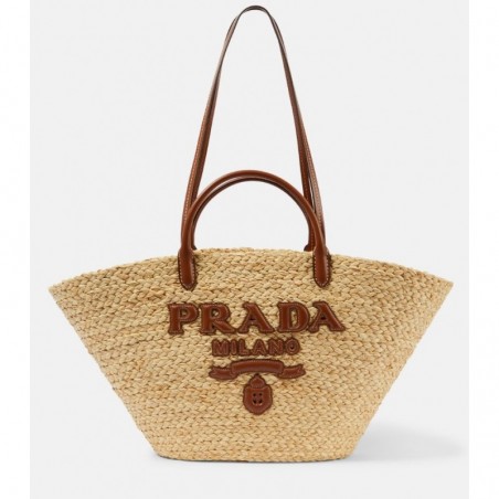 PRADA
Sac panier en raphia à logo