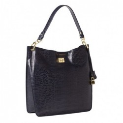 Mac Douglas Kentucky ROMY Grand sac porté épaule cuir grain croco,Navy