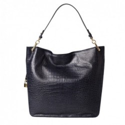 Mac Douglas Kentucky ROMY Grand sac porté épaule cuir grain croco,Navy