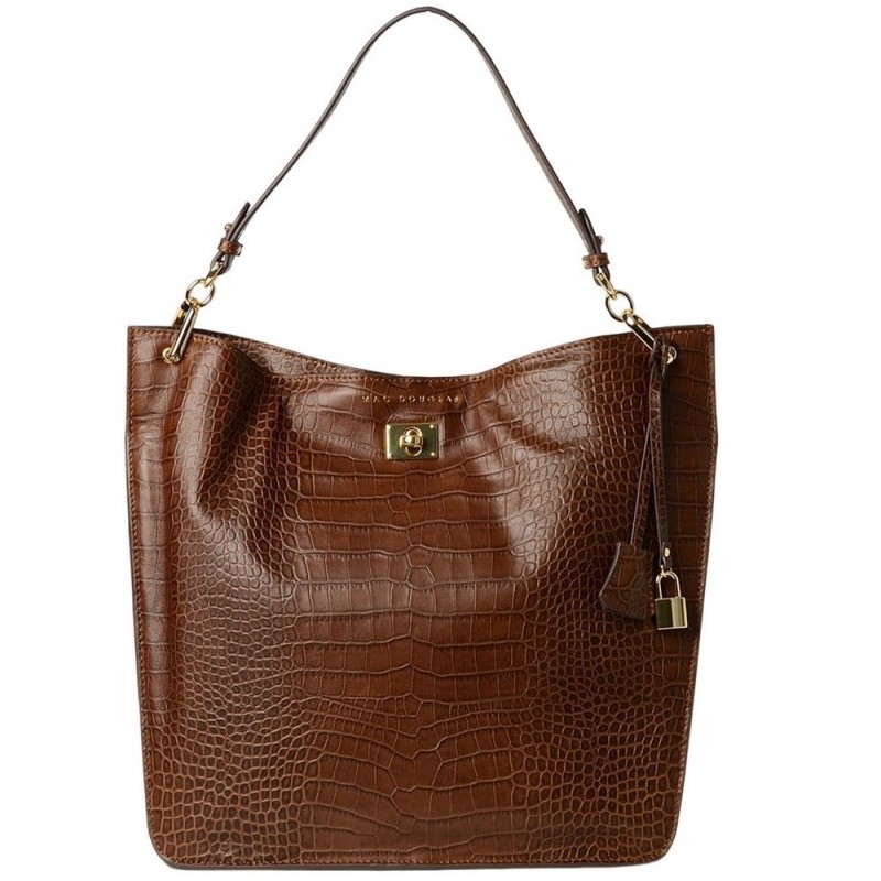 Mac Douglas Kentucky ROMY Grand sac porté épaule cuir grain croco,Marron