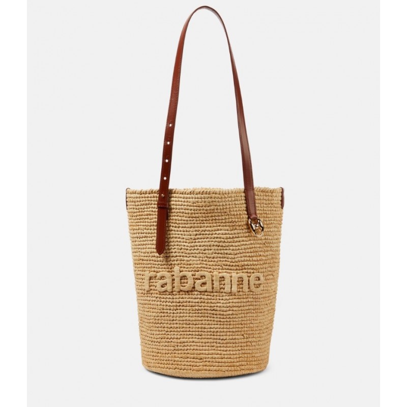 RABANNE
Cabas en raphia à logo sac seau pour femme