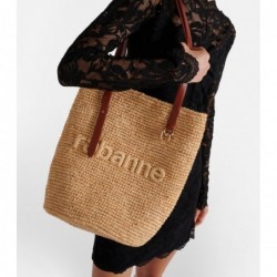 RABANNE
Cabas en raphia à logo sac seau pour femme