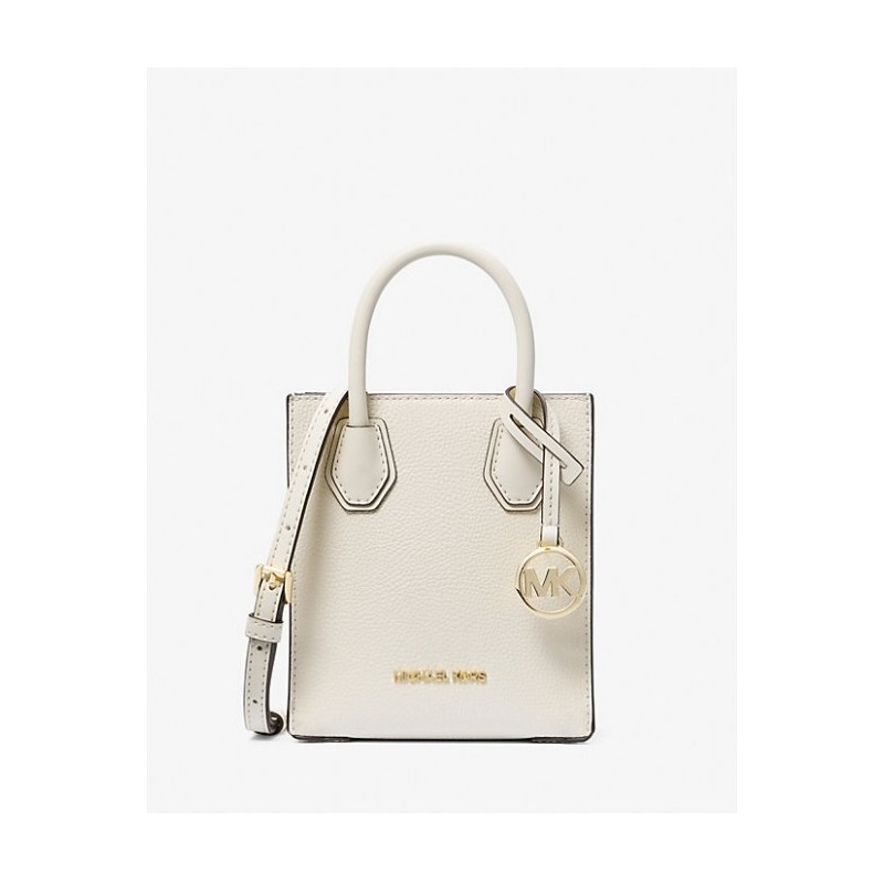 MICHAEL KORS Très petit sac à bandoulière Mercer en cuir grainé,Blanc