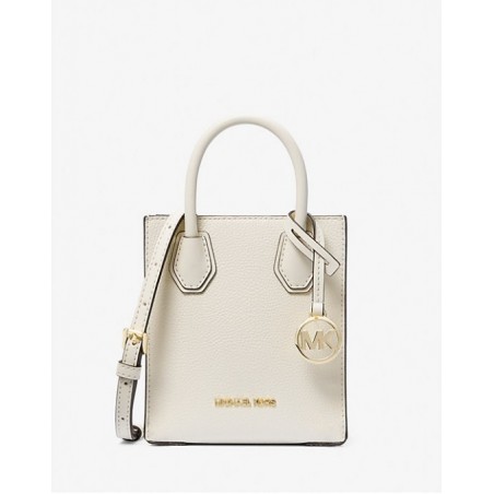 MICHAEL KORS Très petit sac à bandoulière Mercer en cuir grainé,Blanc