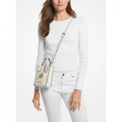 MICHAEL KORS Très petit sac à bandoulière Mercer en cuir grainé,Blanc