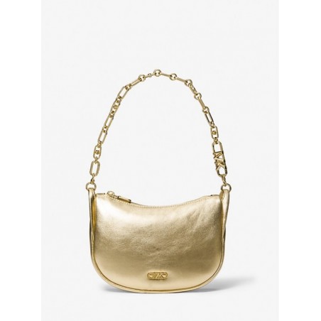 MICHAEL KORS Petit sac porté épaule en cuir métallisé,Doré