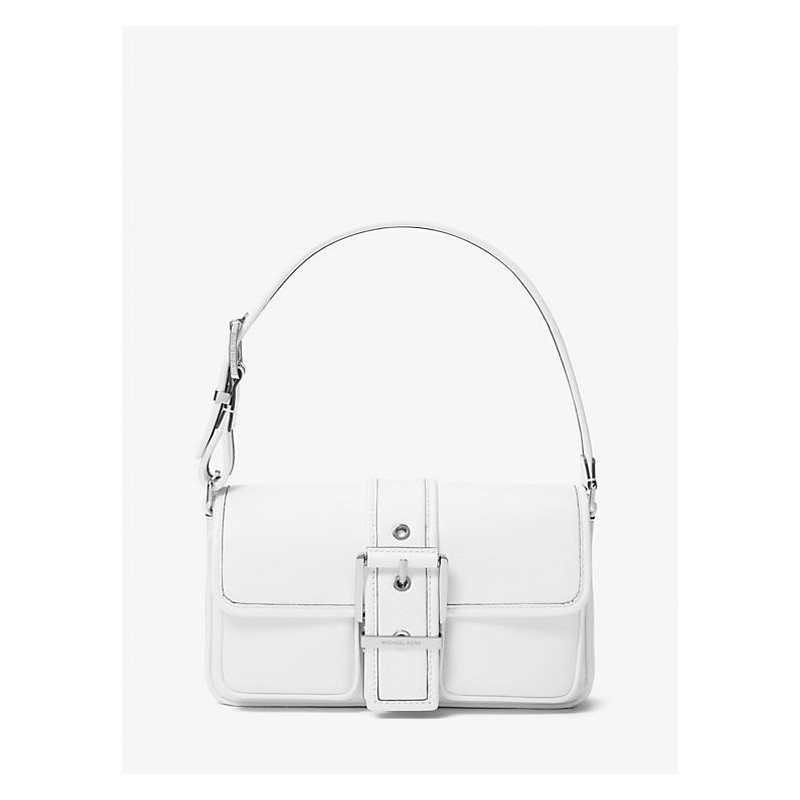 Sac porté épaule Colby de taille moyenne en cuir，Blanc