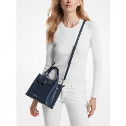 MICHAEL KORS Petit sac Emilia en cuir grainé,Bleu Marine