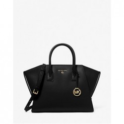 MICHAEL KORS Grand sac Avril en cuir à glissière supérieure,Noir