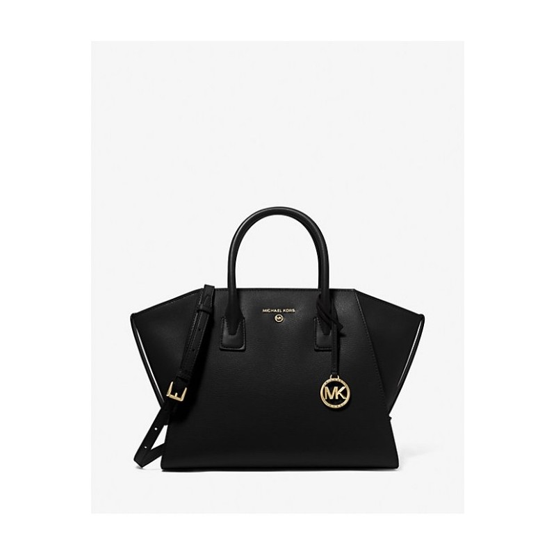 MICHAEL KORS Grand sac Avril en cuir à glissière supérieure,Noir