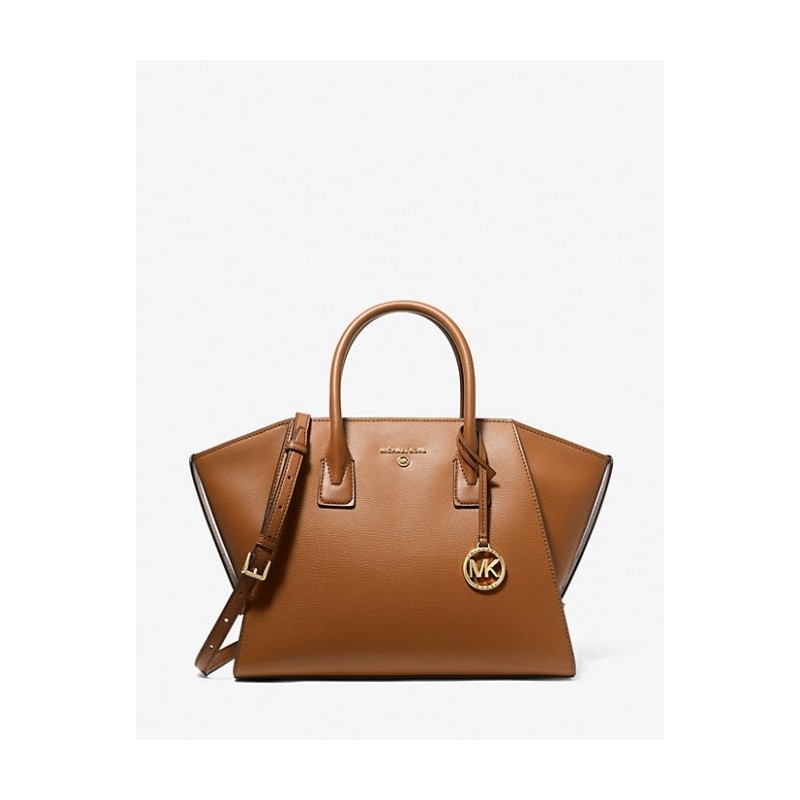 MICHAEL KORS Grand sac Avril en cuir à glissière supérieure,brun