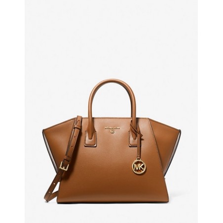 MICHAEL KORS Grand sac Avril en cuir à glissière supérieure,brun