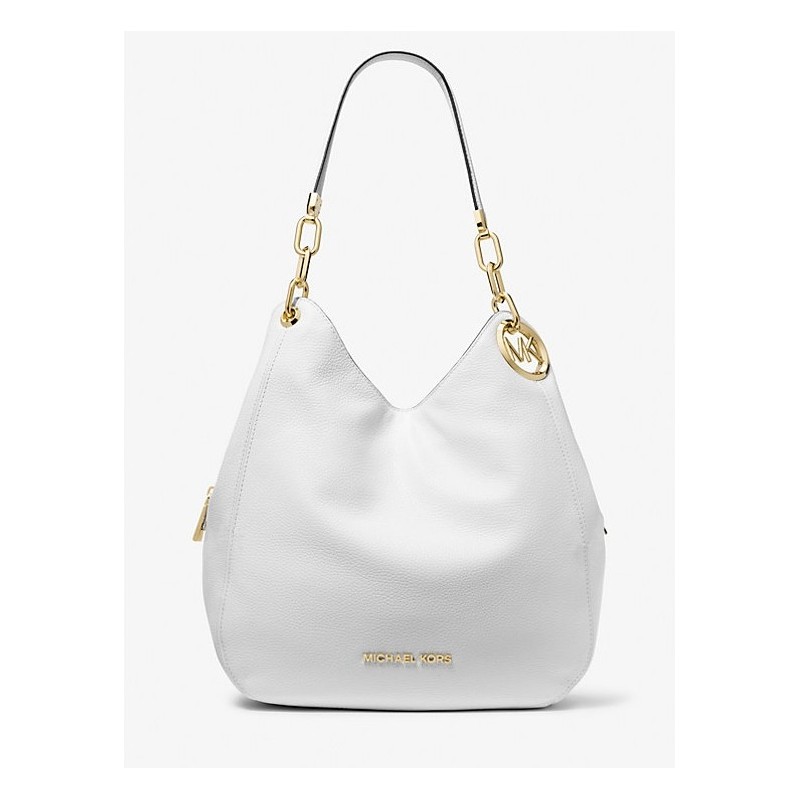 MICHAEL KORS Grand sac porté épaule Lillie en cuir grainé,Blanc