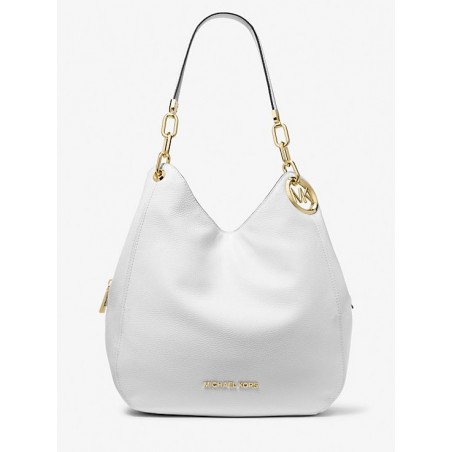 MICHAEL KORS Grand sac porté épaule Lillie en cuir grainé,Blanc