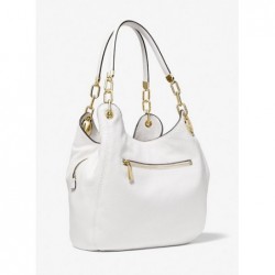 MICHAEL KORS Grand sac porté épaule Lillie en cuir grainé,Blanc