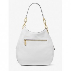 MICHAEL KORS Grand sac porté épaule Lillie en cuir grainé,Blanc