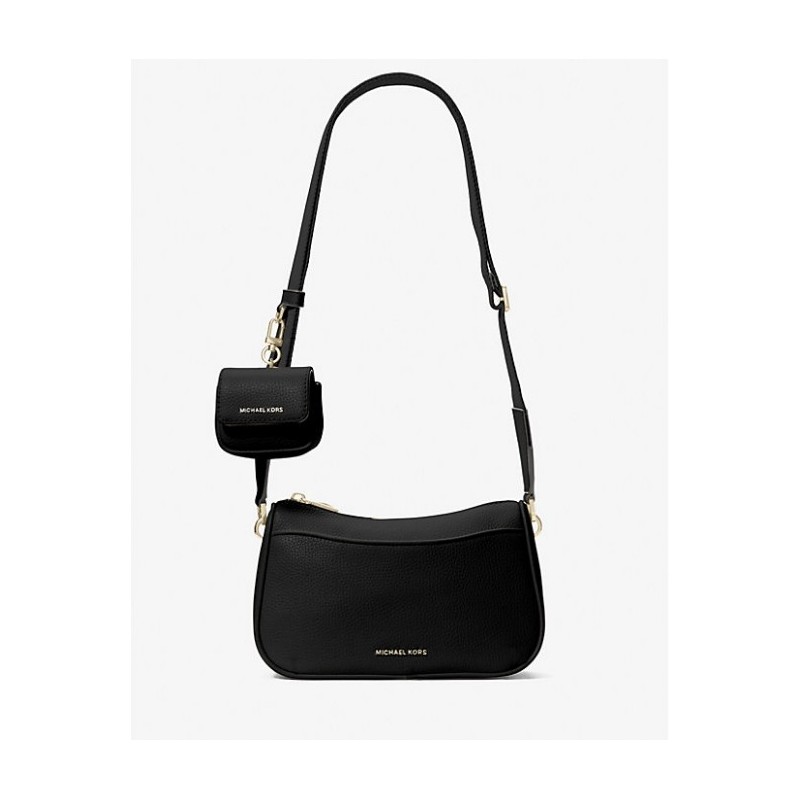 Sac à bandoulière Jet Set de taille moyenne en cuir grainé,Noir