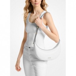 MICHAEL KORS Blanc Sac à bandoulière Avra de taille moyenne en cuir